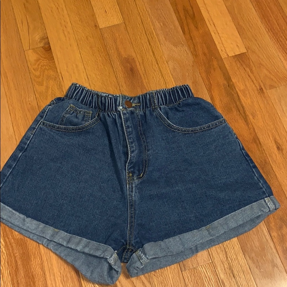 High waisted denim shorts